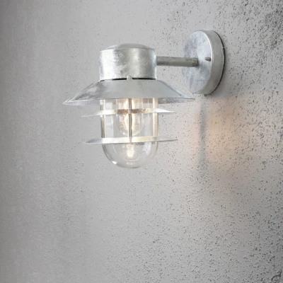Image of Modena Outdoor Modern Dome Wall Light Galvanized Steel Ip 44, IP44