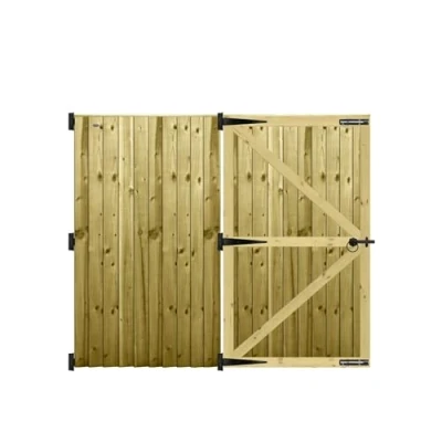 Image of Premier Garden Supplies PGS Feather Edge Fully Framed Capped Flat Top Made to Measure Driveway Gates Measurements Height 5ft 6ft (150 180cm) x Width: 183cm 213cm +450mm Hinge Ring Latch Kit