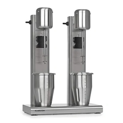Image of Klarstein Kraftpaket II Pro Double Drink Mixer 160 Watts, 2 x 1 Litre, Stages, 20000 RPM, Stainless Steel Shakers, Milk &amp; Protein Shake, Cocktail, Bar Mixer, Gastronomy, Professional, Silver