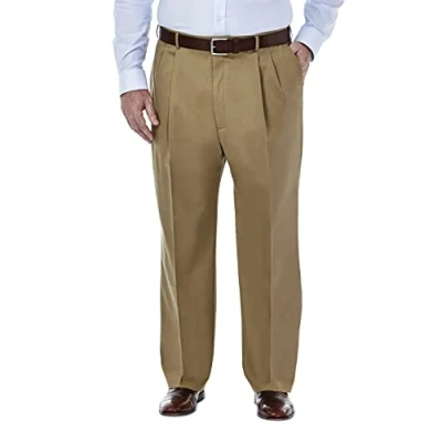 Image of Haggar Men&#039;s Premium No Iron Khaki Classic Fit Pleat Front Casual Pant (Regular and Big &amp; Tall Sizes), British Bt, 44W x 30L