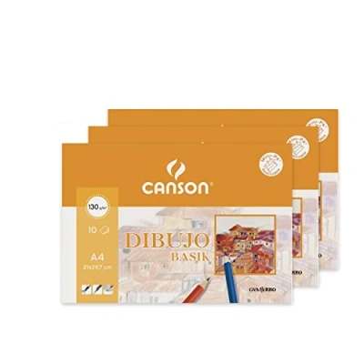 Image of Canson 3 x Mini A4 10 Sheets Drawing Basik, 130 g