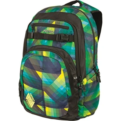 Image of Nitro Chase Rucksack, Schulrucksack mit Organizer, Schoolbag, Daypack 17 Zoll Laptopfach, GEO GREEN