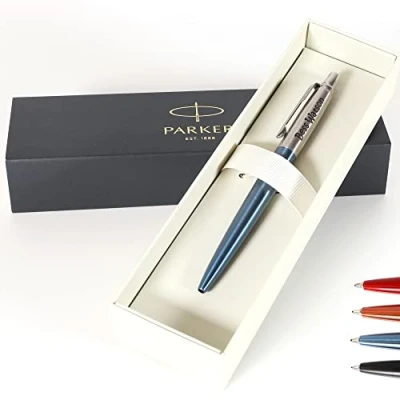 Image of Personalised Custom Parker Jotter Bond Street Pen + Gift Box Design A Truly Unique Present Laser Engraved Blue