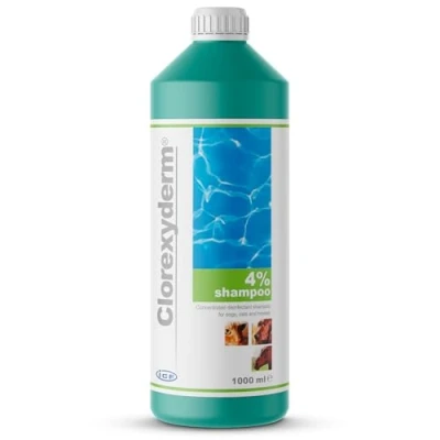 Image of ICF Clorexyderm 4% Dog Shampoo for Itchy Skin Relief Anti Itch + Antifungal Antibacterial Dogs, Cats &amp; Horses with Sensitive 1000ml