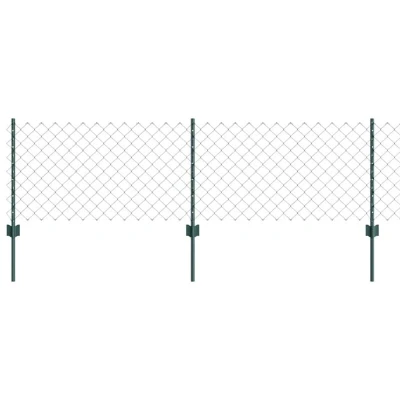 Image of vidaXL Chain Link Fence with 10 U Posts Green 0.6x10 m Steel