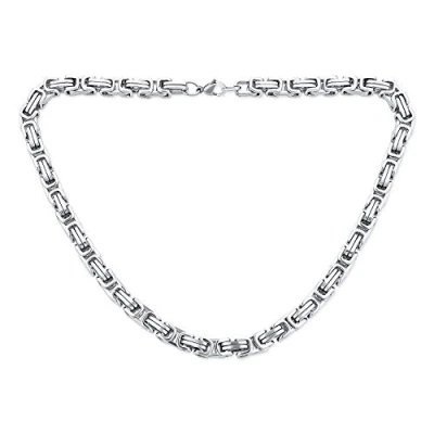 Image of Mechanic Byzantine Biker Jewelry Urban Double Link Flexible Heavy Chain Necklace Men for Teen Silver Tone Stainless Steel 20 Inch