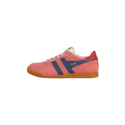 Image of Gola Elan CLB538 Womens Suede Leather Fashion Trainers Coral Pink/Moonlight/Raspberry Standard Fit 7