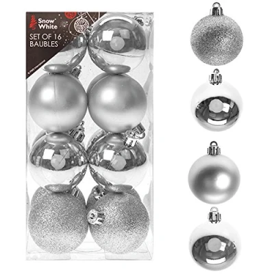 Image of PMS SET OF 16 5CM BAUBLES IN PVC BOX SILVER