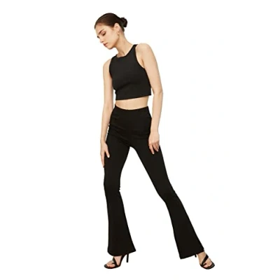 Image of Trendyol Women High Waist Flare Leg Regular fit Trousers Schwarz