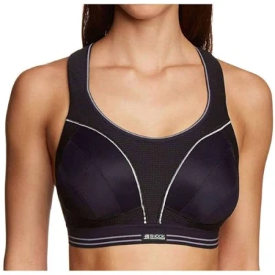 Image of Champion Women&#039;s Shock Absorber S5044 Ultimate Run Bra Sports Bra, Black/Silver, 32E