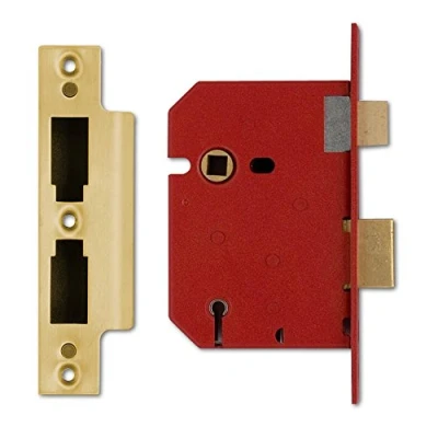 Image of Union Locks 2201 5 Lever Mortice Sash Lock 77.5mm Brass Finish (Visi Pack)