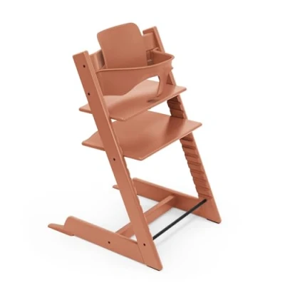 Image of Stokke Tripp Trapp High Chair, Terracotta Includes Chair + Baby Set2 for Children 6 36 Months Adjustable, Ergonomic &amp; Easy to Clean