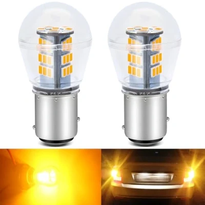 Image of DEFVNSY Pack of 2 Amber/Yellow 1157 BAY15D 2057 2357 7528 Extremely Bright LED Light 2835 33 SMD Bulbs For Turn Signal Lights Tail Blinker Side Marker 10 30V DC