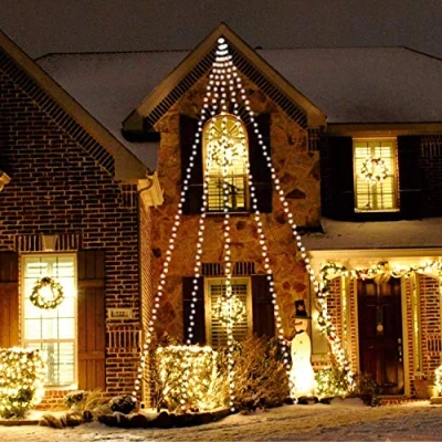 Image of Greenfields 300 LED Bright White Christmas Light Cascading Waterfall Lights Xmas Curtain Icicle Window