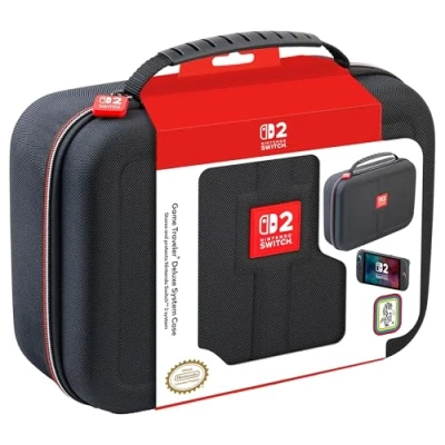 Image of RDS Licensed Nintendo Switch 2, OLED &amp; Systems Game Traveler Deluxe System Case Holds AC Adapter, HDMI Cable, Joy Con Straps Card Cards
