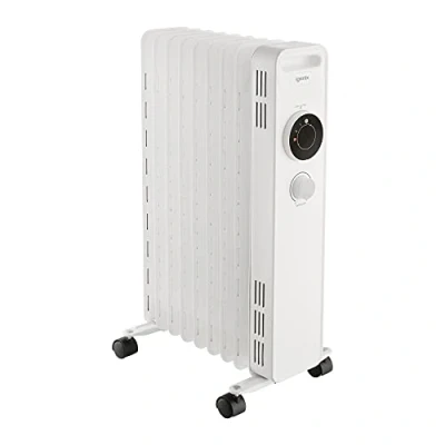 Image of Igenix IG2620 Oil Filled Radiator, 2kW/2000W 9 Fin Electric Low Energy Heater with 3 Adjustable Heat Settings &amp; Overheat Protection, 2000 W, White