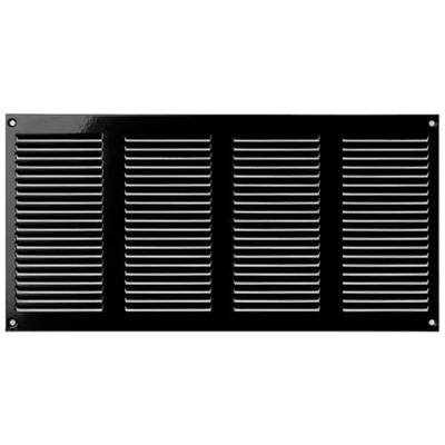 Image of Steinberg14 Black 400x200mm Metal Air Vent Grille Cover with Insect Mesh 16x8 inch Ventilation