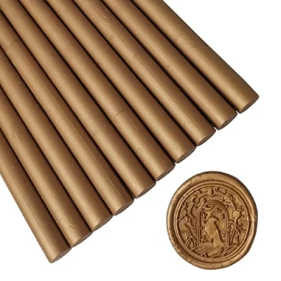 Image of 10 Pieces Bronze Sealing Wax Sticks for Seal Stamp, AMTOL Glue Gun,Great Wedding Invitations, Wine Packages,Cards Envelopes, Gift Wrapping. (Bronze)