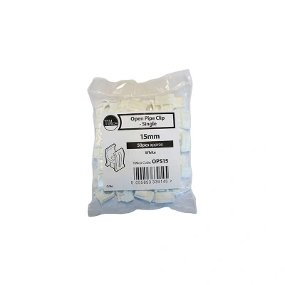 Image of Timco Single Open Pipe Clip 15mm 50 Pieces