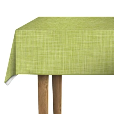 Image of d c fix Monte Carlo Sharon Oilcloth Tablecloth, Lime, Washable, Waterproof, Indoor and Outdoor, PVC Vinyl Oilcloth, Plastic Wax 110 cm x 140 cm, Square