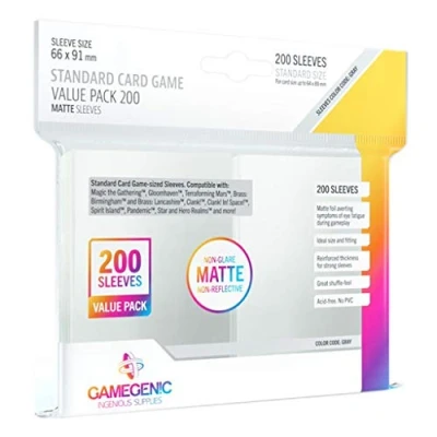 Image of Gamegenic Standard Card Game Value Pack Matte Sleeves Clear (200ct.) Accessory