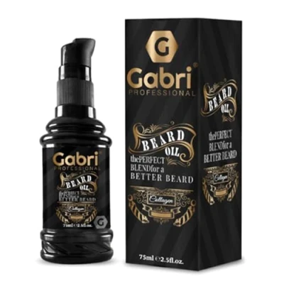 Image of Gabri Beard Oil With Pump 75ml Men &amp; Skin Tames Facial Hair Premium Formulation Plant Extracts,Nourishes, Softens and Moisturises, Reduces Irritation (Collagen)
