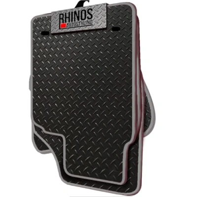 Image of TAILORED FOR Suzuki Swace (2021 ONWARDS) FULL SET OF HEAVY DUTY DURABLE INTERIOR FLOOR RUBBER CAR MATS BLACK + GREY EDGING