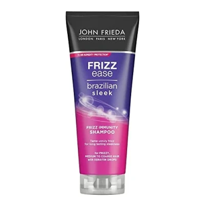 Image of John Frieda Frizz Ease Brazilian Sleek Immunity Shampoo 250ml, Moisturising for Dry, Frizzy Hair