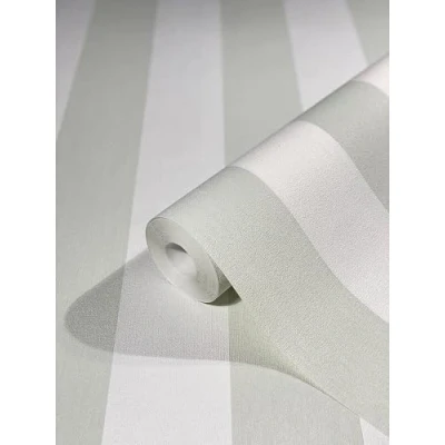 Image of WALLCOVER Non Woven Wallpaper Green Stripes Country House White Light Lines Modern Block Stripe Fine Structure 10.05 x 0.53 m Made in Germany
