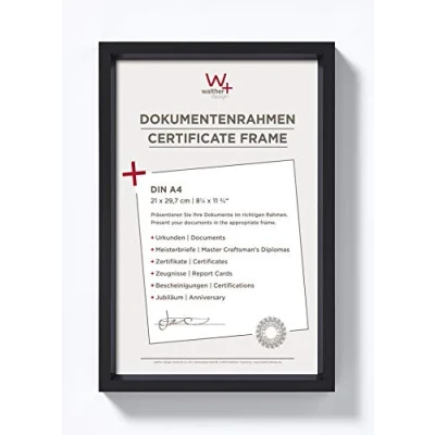 Image of walther Design Picture Frame Black 21 x 29,7 cm (DIN A4) with PassepArtout, Steel Style Plastic ES130B