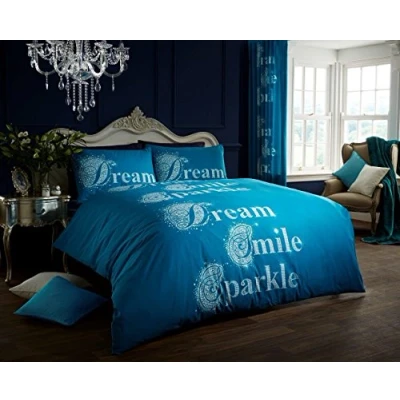 Image of Gaveno Cavailia Luxurious SPARKLE Bed Set with Duvet Cover and Pillow Case, Polyester Cotton, Teal, Super King