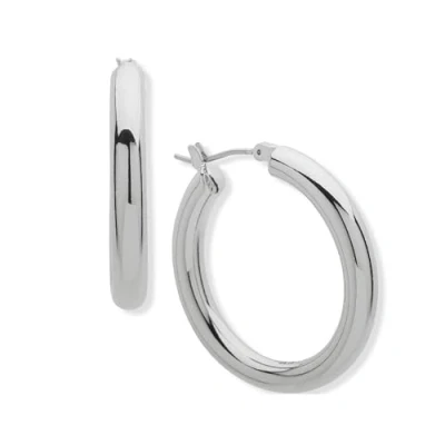 Image of DKNY Womens 30mm Small Thick Hoop Earrings in Silver, 60491364