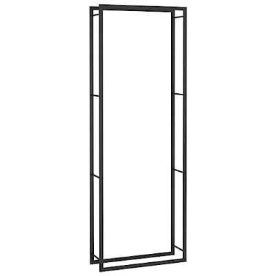 Image of vidaXL Matt Black Firewood Rack Robust Steel Construction, Ample Log Storage, Weather Resistant, Improves Airflow, Easy Assembly, Fireplace Accessories
