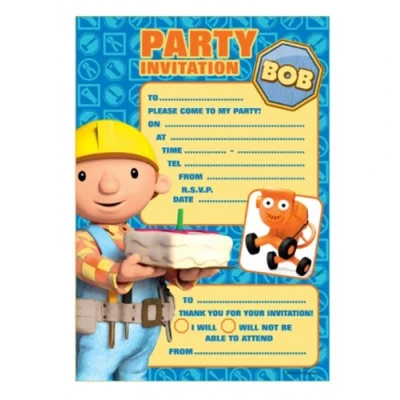 Image of amscan Bob The Builder 20 Paper Invite