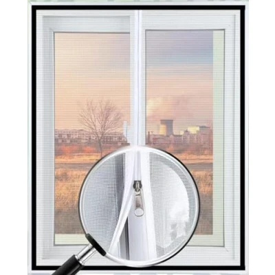 Image of Lesone Custom Size Window Cat Safety Net Mesh,Window Nets Protection for Cat,Anti Mosquito Insect Fly Screen Mesh with Self Adhesive,Custom Zipper Position(W*H)