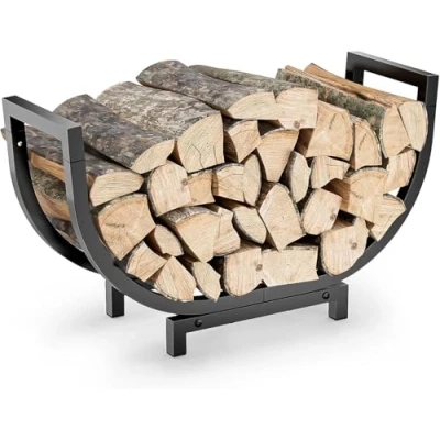 Image of Mutool Metal Firewood Rack, Heavy Duty Log Holder for Indoor Outdoor, Large Capacity Wood Basket Fireplace Storage, Black