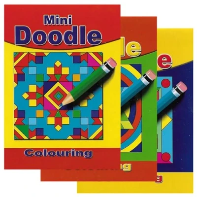 Image of WF Graham Pack of 12 Mini A6 Doodle Books Kids Colouring for Children, Party Bag Fillers With Geometric Illustrations to and Colour In
