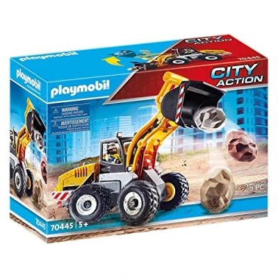 Image of Playmobil 70445 City Action Construction Front End Loader with Movable Bucket, for Children Ages 5+, Fun Imaginative Role Play, PlaySets Suitable 4+