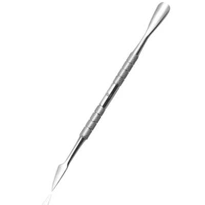 Image of Cuticle Pusher Tool and Nail Cleaner, Professional, Double Ended, Metal, Stainless Steel, Gel Polish Remover, Scraper