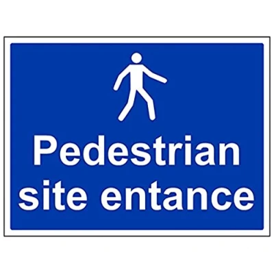 Image of V Safety Pedestrian Site Entrance Sign 400mm x 300mm 1mm Rigid Plastic