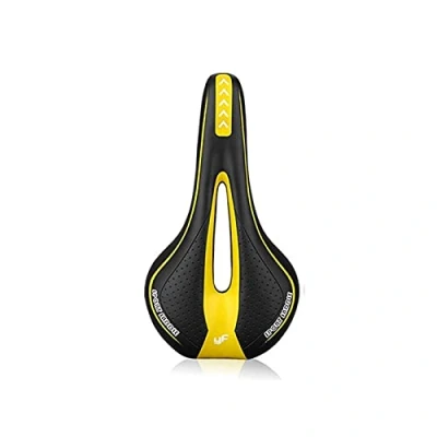 Image of JINYAWEI Racing Saddle Silicone Gel Bicycle Seat MTB Road Bike Breathable Hollow Mountain Cycling Cushion (Color : Black Yellow)