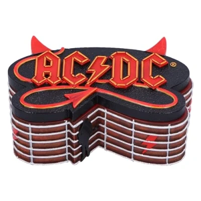 Image of Nemesis Now ACDC Box, Resin, Brown, Officially Licensed Merchandise, Jewellery/Accessory Iconic Logo, Rock Band Gift, Cast in the Finest Expertly Hand Painted