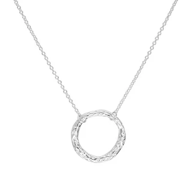 Image of jewellerybox Sterling Silver Hammered Karma Ring Necklace on 16 Inch Chain