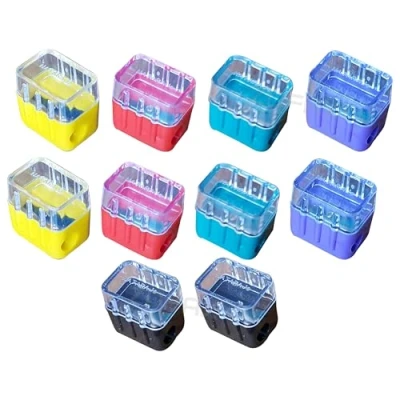 Image of ZSharp Pencil Sharpeners, Multicolour, Pack of 10, Multipack, Single Hole Party Bag Fillers, School Home Office Use, iZOFAX Black Ball Pen