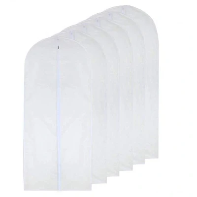 Image of HomeClean Garment Bag Clear 60 x 140cm(24&#039;&#039; 54&#039;&#039;) Long Dress Moth Proof Bags White Breathable Full Zipper Dust Cover for Clothes Storage Closet Pack of 6