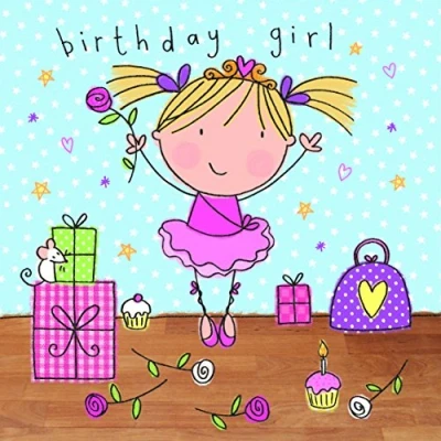 Image of Twizler Happy Birthday Card for Girl Ballerina with Tutu, Presents and Cut Out Bookmark Childrens Girls