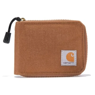 Image of Carhartt Men&#039;s Casual Canvas Zip, Durable Zippered Wallets, Brown, One Size, Size