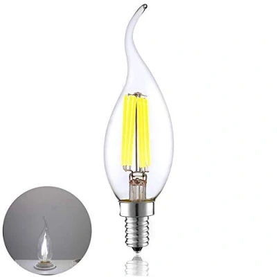 Image of LED E14 Small Edison Screw Candle Light Bulb C35 6W, Equivalent 60W Cool White 6000 6500K 560LM Flame Shape Chandelier Lamp Bulbs, Non Dimmable