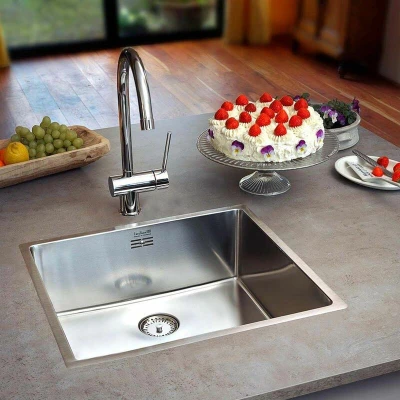 Image of Reginox New York 3 Way Fit Single Bowl Stainless Steel Sink Rectangular Integral Waste RGNXSNK018