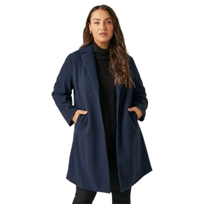 Image of EVANS Curve Navy City Coat Women&#039;s Plus Size